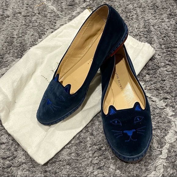 Charlotte Olympia Shoes - Charlotte Olympia velvet kitty flat